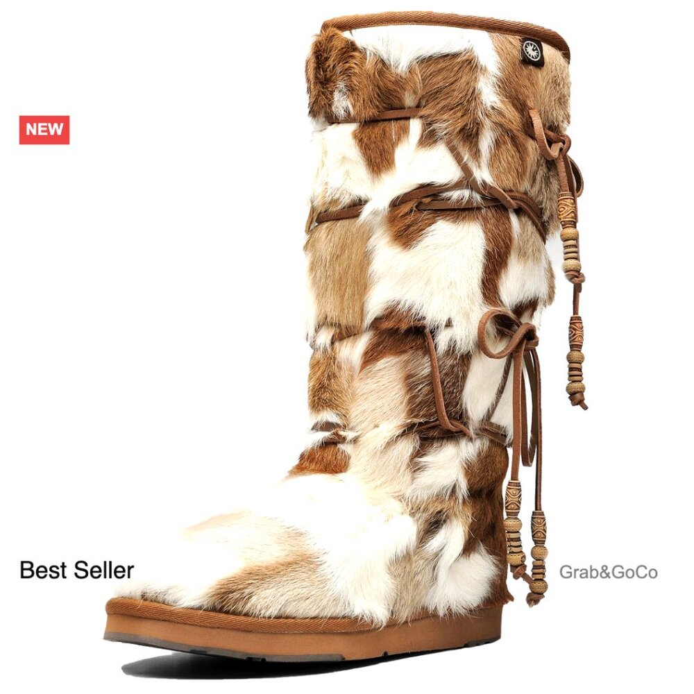 Knee High Winter Snow Boots Suede Fur Shearling Stylish Comfortable Women's